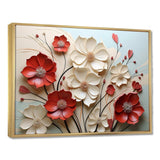 Red And White Crimson Flower S Embrace - Floral Canvas Wall Art