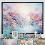 Blue And Pink Hydrangea Solitude In Nature - Floral Canvas Wall Art