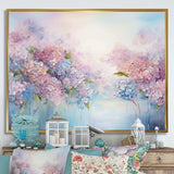 Blue And Pink Hydrangea Solitude In Nature - Floral Canvas Wall Art