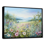 Simplity Wreath Green Flower Field - Floral Canvas Wall Art