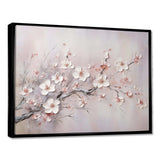 Pink And Grey Cherry Blossom Charm - Floral Canvas Wall Art