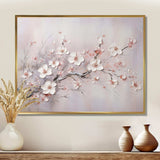 Pink And Grey Cherry Blossom Charm - Floral Canvas Wall Art