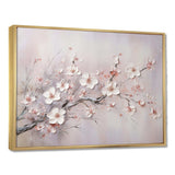 Pink And Grey Cherry Blossom Charm - Floral Canvas Wall Art