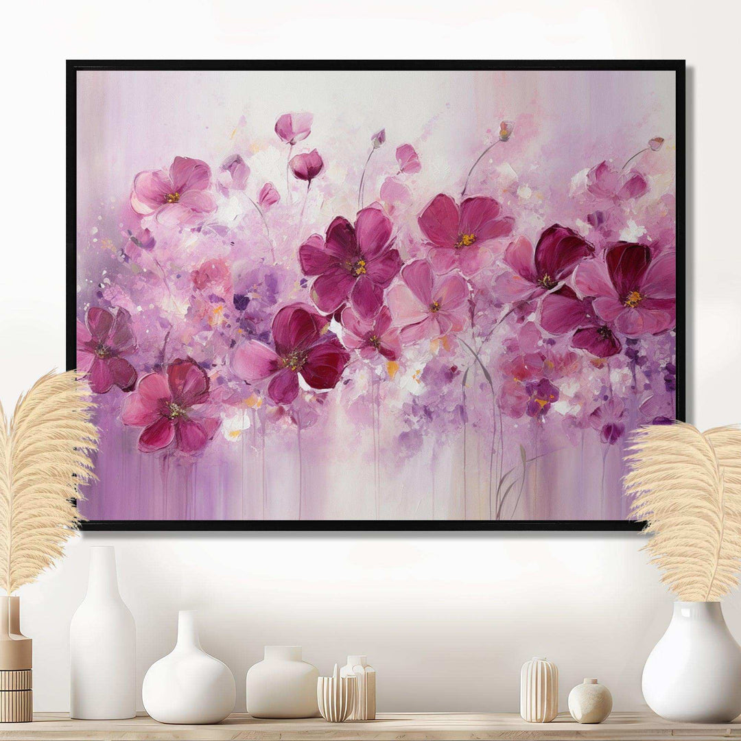 Fuschia Country Charm Flowers II - Floral Canvas Wall Art