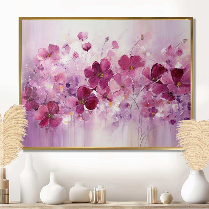Fuschia Country Charm Flowers II - Floral Canvas Wall Art