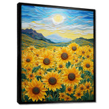 Vangogh Style Sunflowers Mountains - Floral Canvas Wall Art