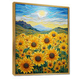 Vangogh Style Sunflowers Mountains - Floral Canvas Wall Art