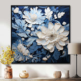 Watercolor Blue And White Seasonal Flowers III - Floral Canvas Wall Art