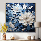 Watercolor Blue And White Seasonal Flowers III - Floral Canvas Wall Art