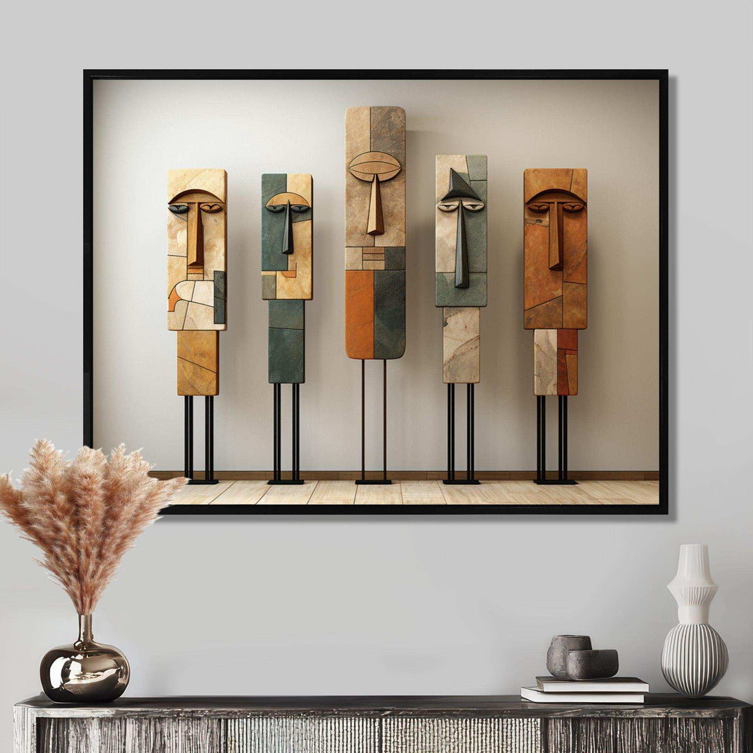 African Traditional Spirit Totems - Spiritual Canvas Wall Art
