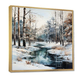 River In Forest Winter Scenery - Landscapes Canvas Wall Art