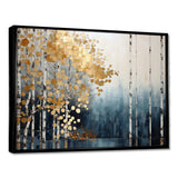 Minimalism Blue And Gold Forest - Landscapes Canvas Wall Art