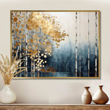 Minimalism Blue And Gold Forest - Landscapes Canvas Wall Art