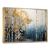 Minimalism Blue And Gold Forest - Landscapes Canvas Wall Art