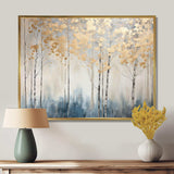 Minimalism Blue And Gold Forest II - Landscapes Canvas Wall Art