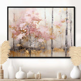 Minimalism Pink And Gold Forest - Landscapes Canvas Wall Art