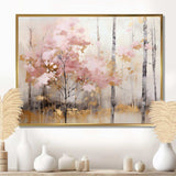 Minimalism Pink And Gold Forest - Landscapes Canvas Wall Art