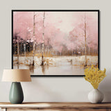 Minimalism Pink And Gold Forest I - Landscapes Canvas Wall Art