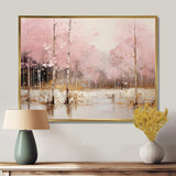 Minimalism Pink And Gold Forest I - Landscapes Canvas Wall Art