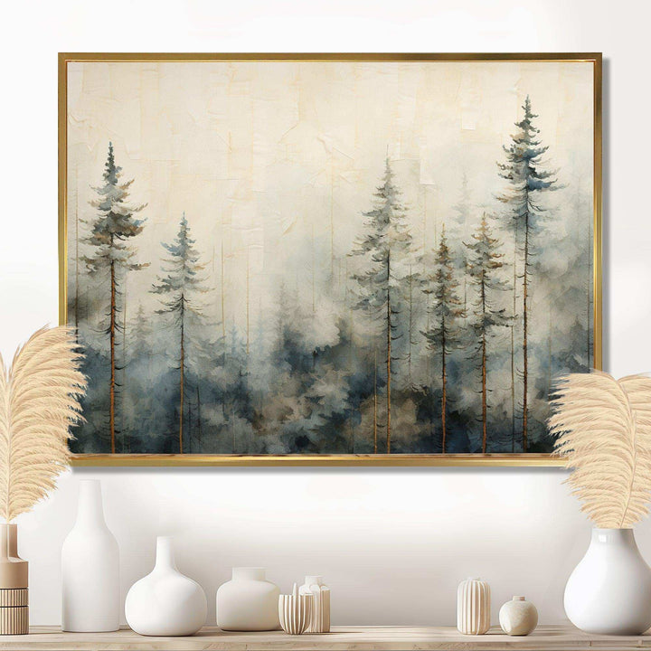 Minimalism Winter Pine Forest - Landscapes Canvas Wall Art