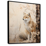 Minimal Wolf In Forest - Beige Wolf Wall Art