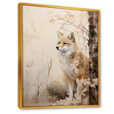 Minimal Wolf In Forest - Beige Wolf Wall Art