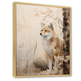 Minimal Wolf In Forest - Beige Wolf Wall Art