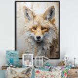 Minimalism Beige Fox Portrait - Fox Framed Canvas Art