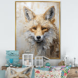 Minimalism Beige Fox Portrait - Fox Framed Canvas Art