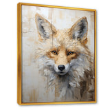 Minimalism Beige Fox Portrait - Fox Framed Canvas Art