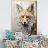 Minimalism Beige Fox Portrait - Fox Framed Canvas Art