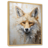 Minimalism Beige Fox Portrait - Fox Framed Canvas Art