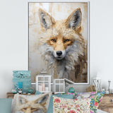 Minimalism Beige Fox Portrait - Fox Framed Canvas Art