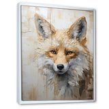 Minimalism Beige Fox Portrait - Fox Framed Canvas Art