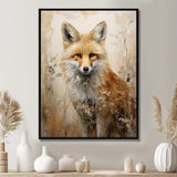 Minimalism Fox Portrait In Forest - Animals Canvas Wall Art