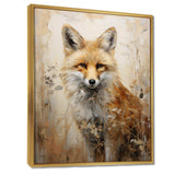 Minimalism Fox Portrait In Forest - Animals Canvas Wall Art