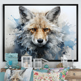 Blue And White Fox Portrait - Fox Home Decor Art
