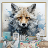 Blue And White Fox Portrait - Fox Home Decor Art