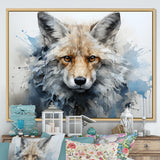 Blue And White Fox Portrait - Fox Home Decor Art