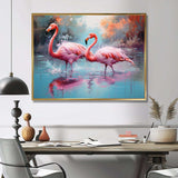 Wild Pink Flamingo In Lake - Landscapes Canvas Wall Art