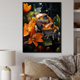 Orange Frogs On Glass Effect - Orange Frog Wall Art