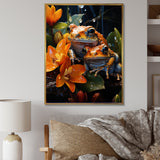 Orange Frogs On Glass Effect - Orange Frog Wall Art