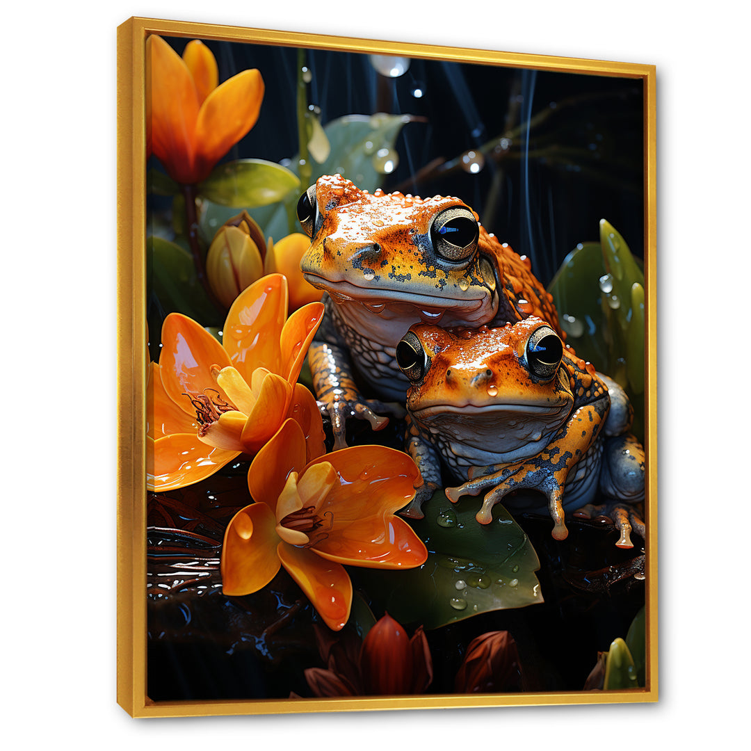 Orange Frogs On Glass Effect - Orange Frog Wall Art
