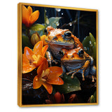Orange Frogs On Glass Effect - Orange Frog Wall Art