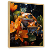 Orange Frogs On Glass Effect - Orange Frog Wall Art