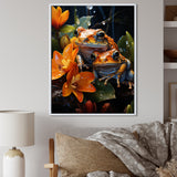 Orange Frogs On Glass Effect - Orange Frog Wall Art