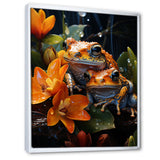 Orange Frogs On Glass Effect - Orange Frog Wall Art