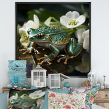 Green Frog On Glass Effect - Frog Framed Canvas Art