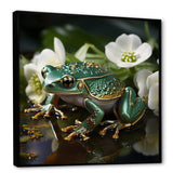 Green Frog On Glass Effect - Frog Framed Canvas Art