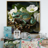 Green Frog On Glass Effect - Frog Framed Canvas Art